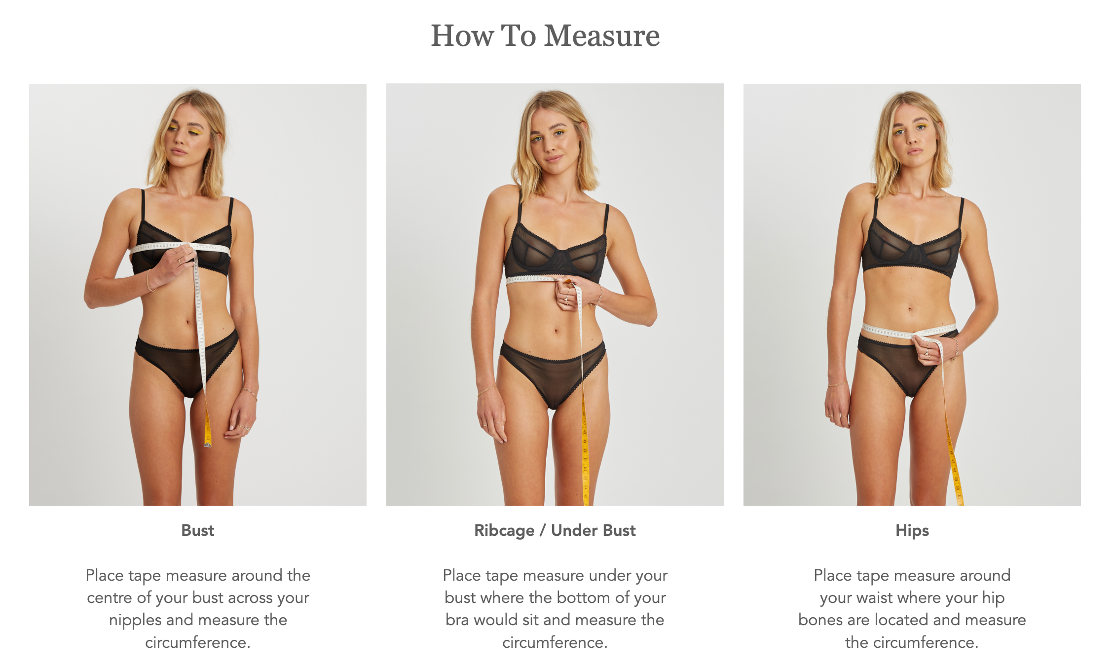 Lingerie & Loungewear Size Guide – SATURDAY THE LABEL