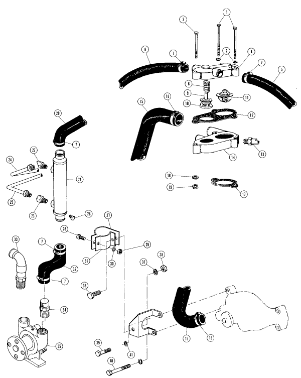 Model 220 - 305 C.I.D. - 5.0 Liter Raw Water Cooling System