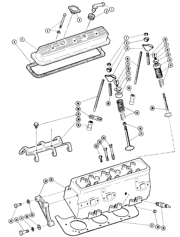 Model V-6 262 C.I.D. - 4.3 Litre Cylinder Head Assembly