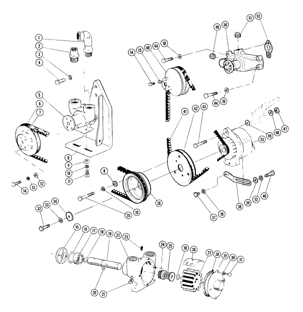 Model V-6 262 C.I.D. - 4.3 Litre Circulation & Raw Water Pumps