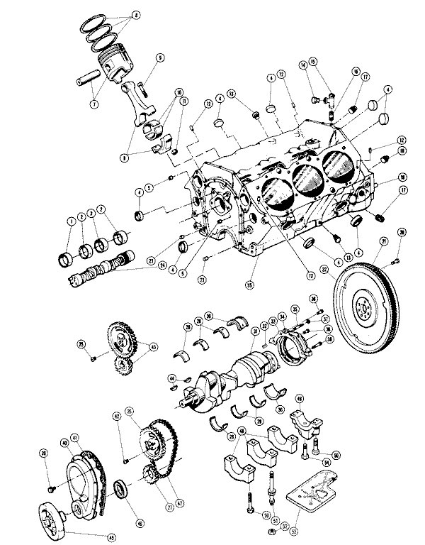 Model V-6 262 C.I.D. - 4.3 Litre Cylinder Block Assembly