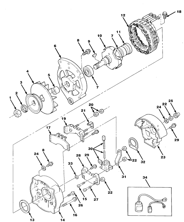 Model 454 XL Alternator Assembly (Prestolite)