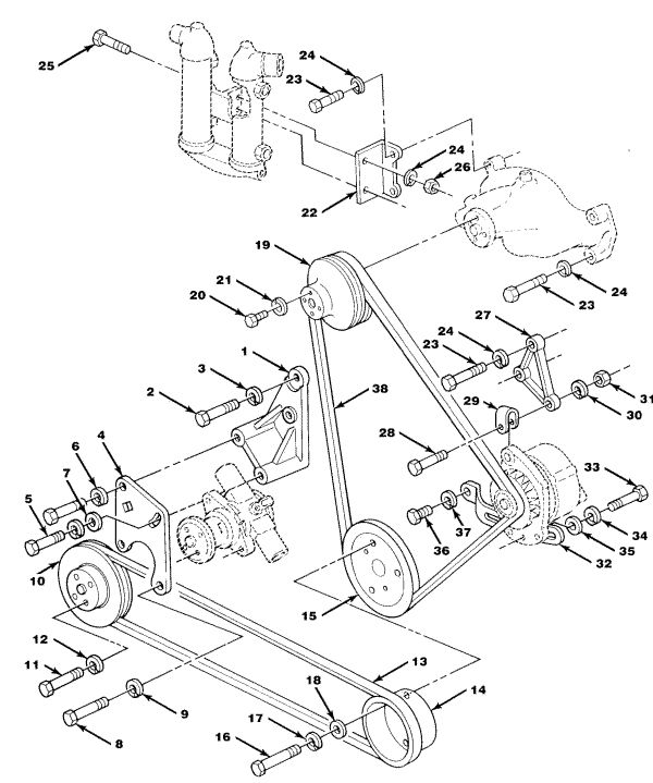 Model 454 XL Pulleys, Belts & Mounting Hardware