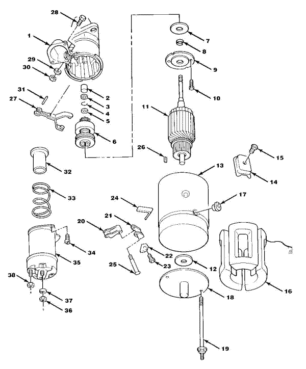 Model CM 454 HO Starter Motor Assembly