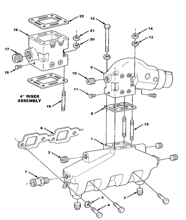 Model CM 454 HO Exhaust Manifold Assembly