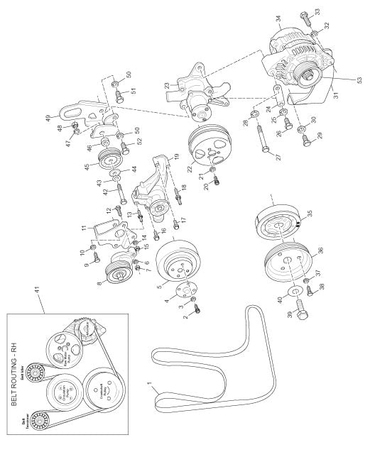 Crusader Classsic Series 350 C.I.D. - 5.7L Carbureted Accessory Drive System Components (Serpentine - RH) ('04)