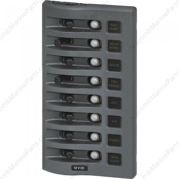 Blue Sea Gray Circuit Breaker Panel 8 Position 4378 - MacombMarineParts.com