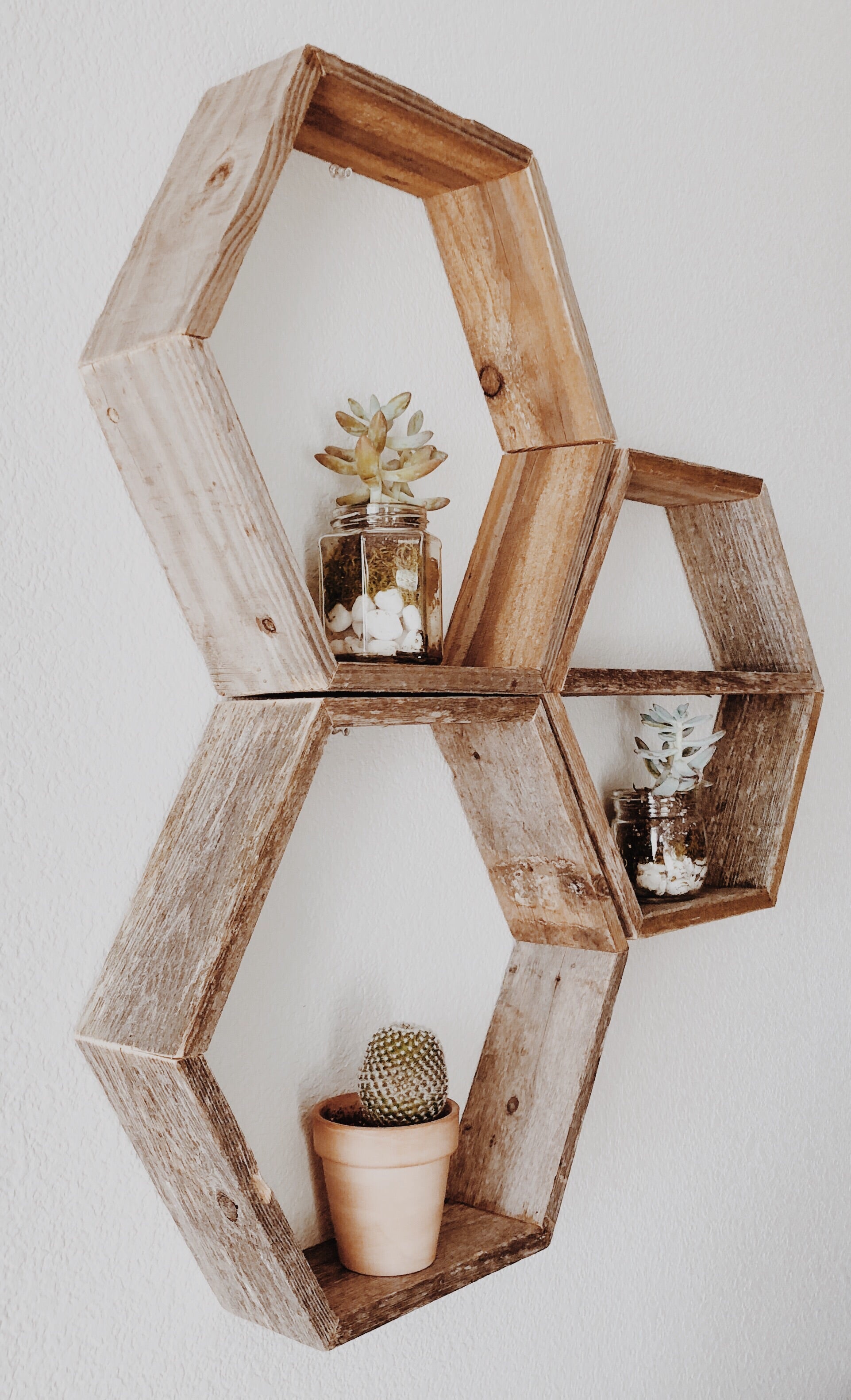 Set of 3 Hexagon Honeycomb Wood Floating Shelves – Eko Deko