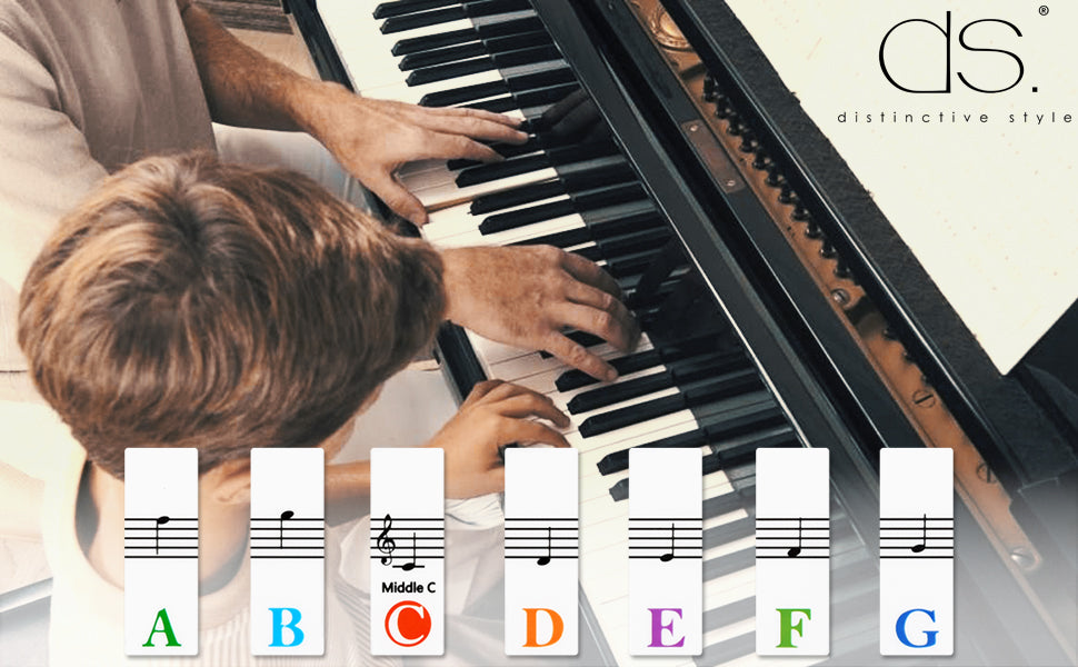 Piano Keyboard Stickers 88 Keys Compatible with 76/61/54/49/37 Key Removable Colorful Large Letter Piano Key Labels for Beginners