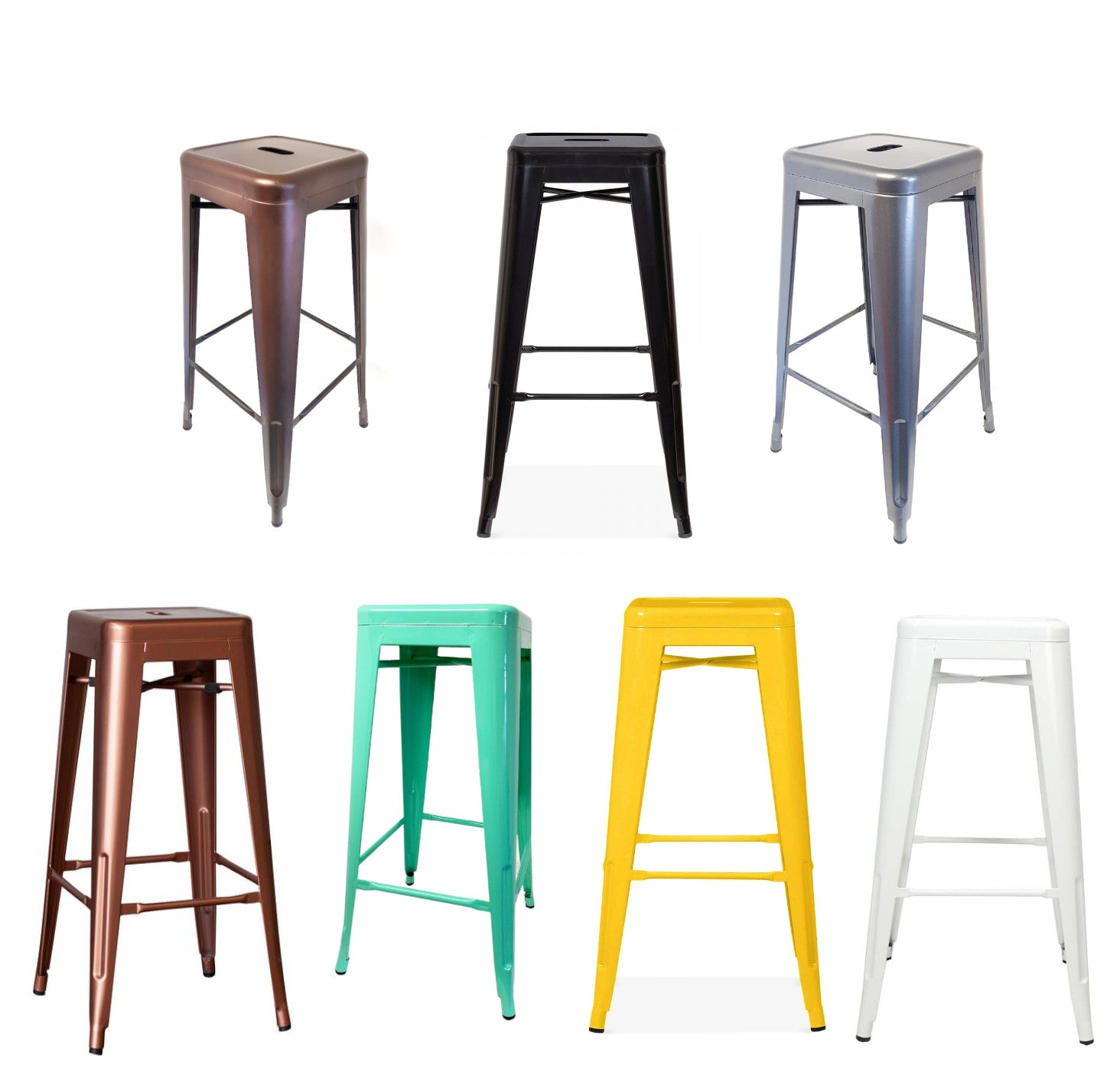 Tall Metal Industrial Style Bar Stools For Breakfast Bars