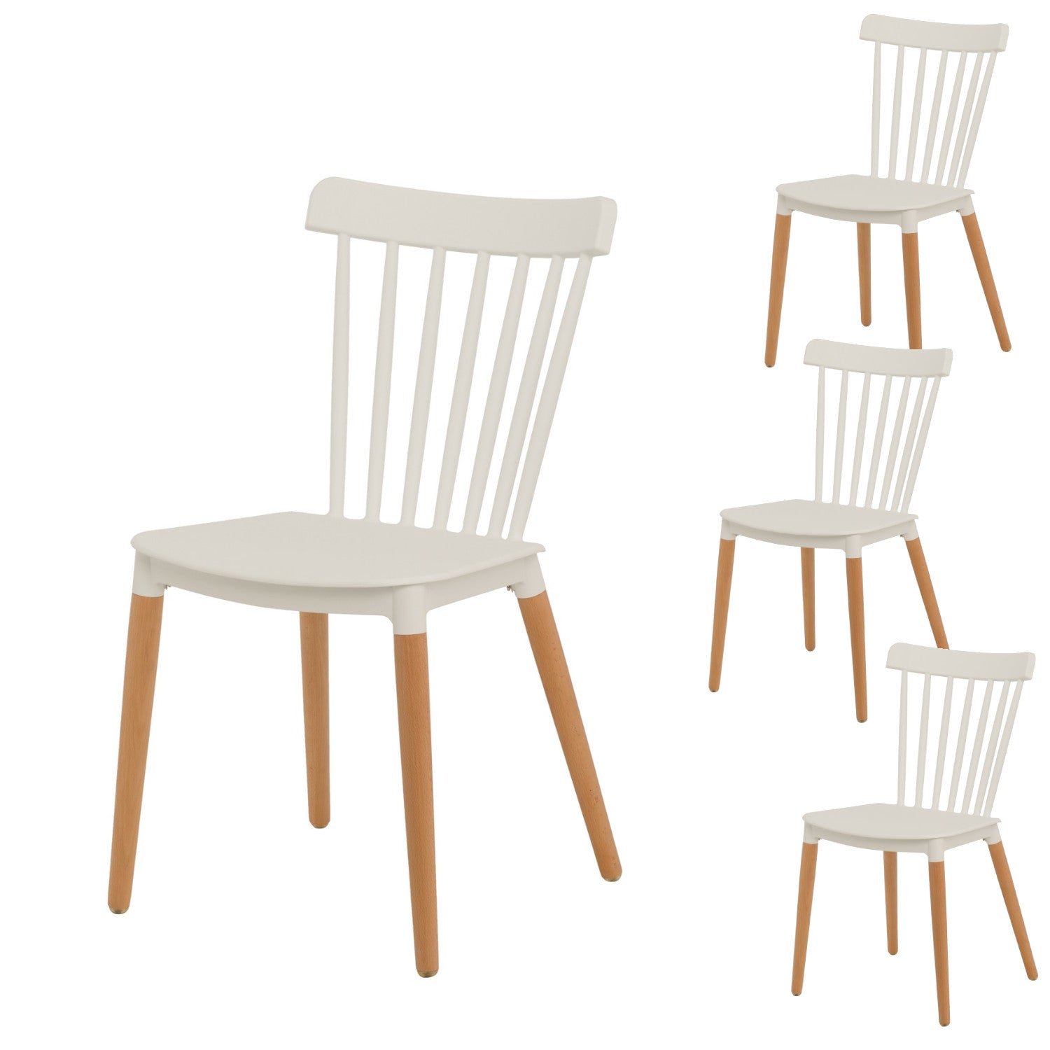 Simple Solid Wood And Plastic Kitchen Dining Chair In White Grey And Red Snugathome