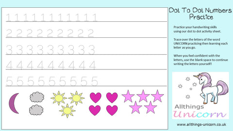 Unicorn Numbers Practice For Children