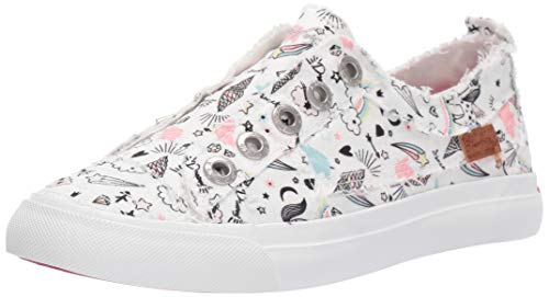 Blowfish Malibu Girls' Play-k Sneaker, Off White Night Unicorn Print, White Pastel Colours