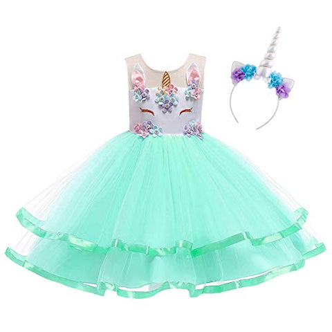 Girls Unicorn Fancy Dress Princess Costume | Party Outfit | Rainbow Tu ...