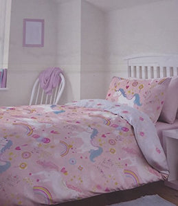 Magical Unicorn Girls Duvet Cover Set Reversible Fairies Rainbows