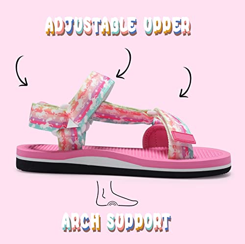 Girls Boys Comfortable Sandals Big Kids Summer Shoes for Beach Pool with Adjustable Strap Pink Unicorn UK3.5