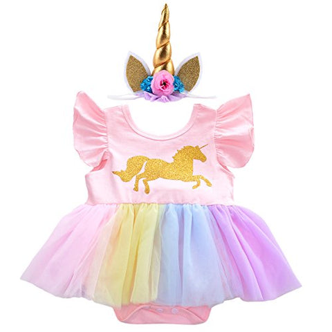 Cute Floral Unicorn 1st Birthday Party Outfit | Unicorn Headband, Pink ...