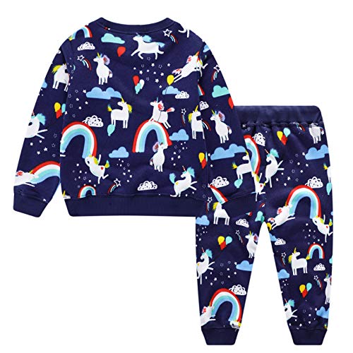 Unicorn Rainbow Kids Tracksuit | Jumper & Trouser | Navy & Multicolour ...