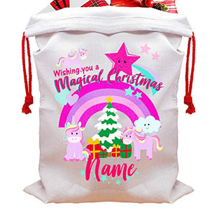 Personalised Unicorn Christmas Tree Sack | Rainbow Unicorn Xmas Present Bag 