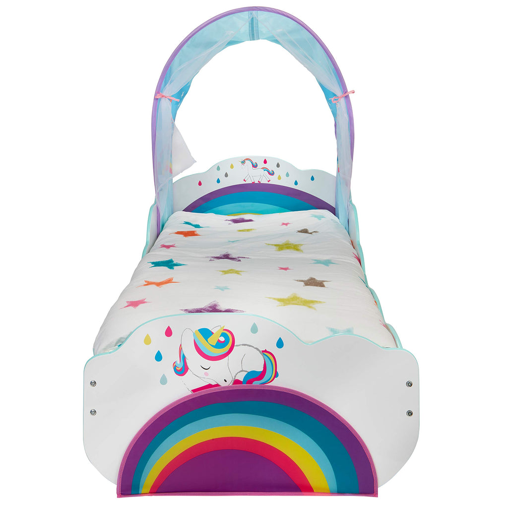 Unicorn Rainbow Toddler Bed With Storage And Canopy All Things Unicorn