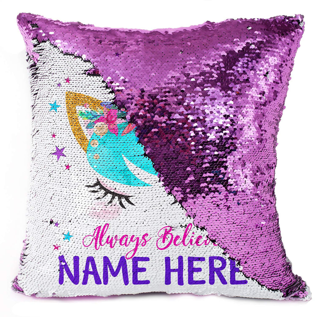 personalised unicorn sequin cushion