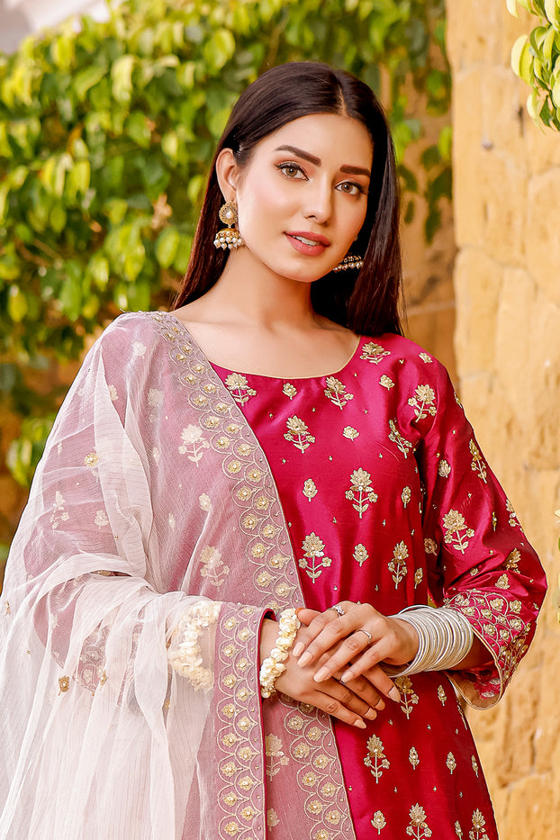 Aari Embroidered Raw Silk 3pc Suit | Eid Affairs | S202061 – SANA'S