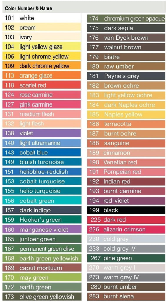 Faber Castell Pastel Pencils Colour Chart