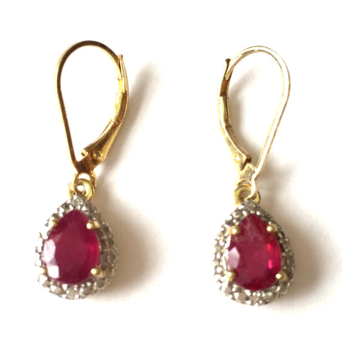 Royal Ruby and Diamond Drop Earrings by SOMMERSPARKLE