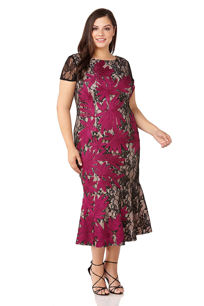 js collections plus size soutache overlay midi dress