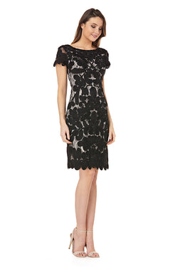 js collections embroidered lace sheath dress