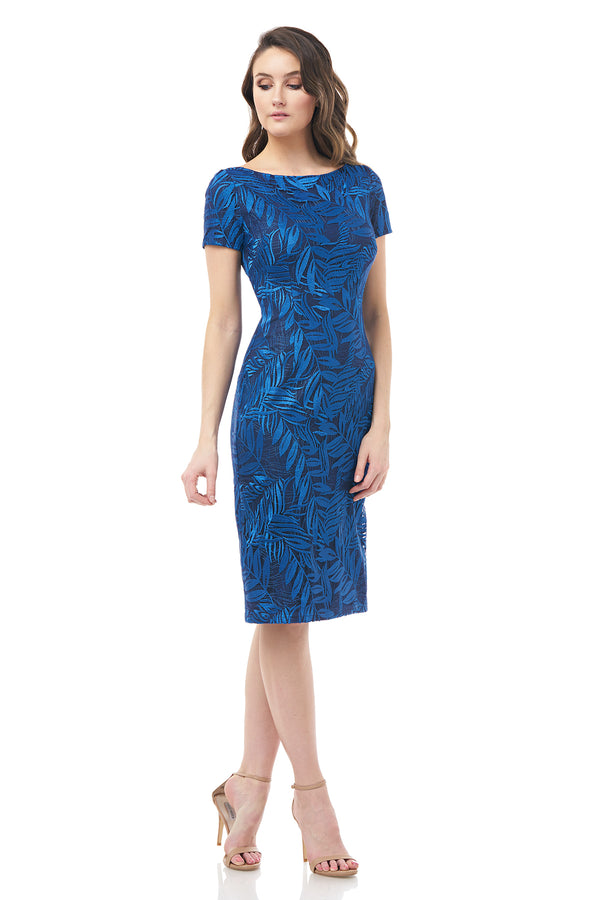 js collections embroidered lace sheath dress