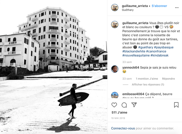les 10 comptes instagram à suivre Surf Sud Ouest Guillaume Arrieta