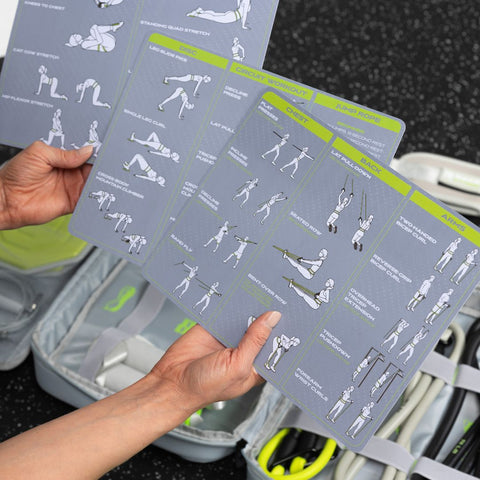 Laminated grey workout cards