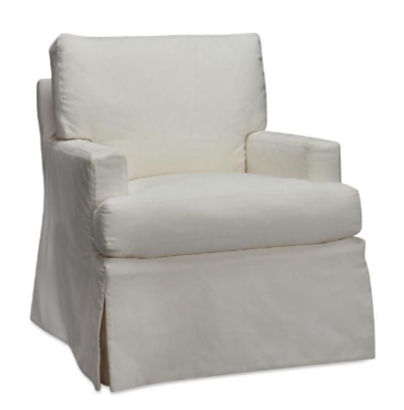 slipcovered swivel glider