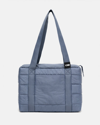 MIDI BLUE CHECK PUFFER BAG