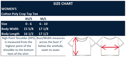 Original Hippie - Women's Crop Top Tee - Size Chart