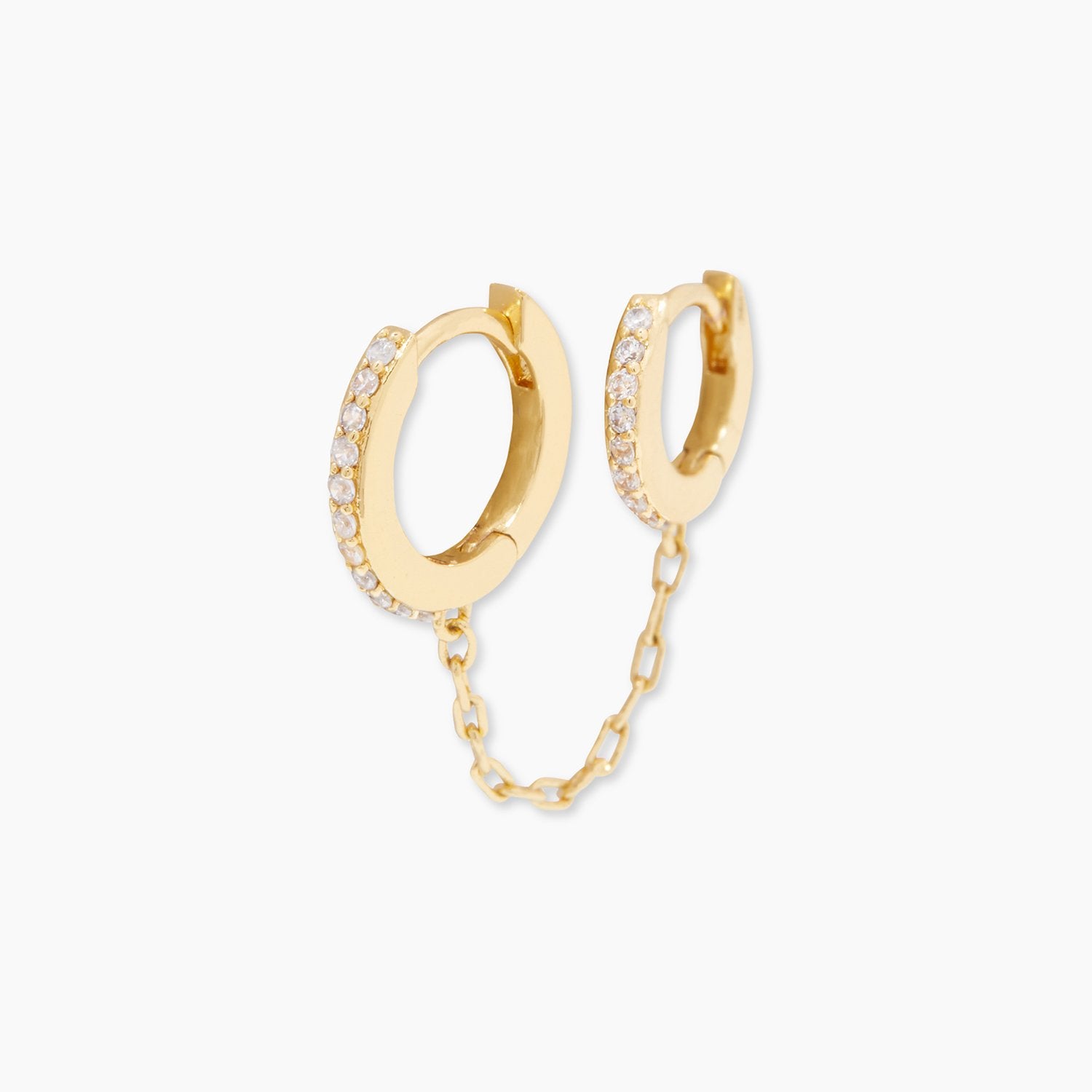 Zoë Chicco 14k Gold Double Chain Loop Thin Huggie Hoop Earrings – ZOË CHICCO