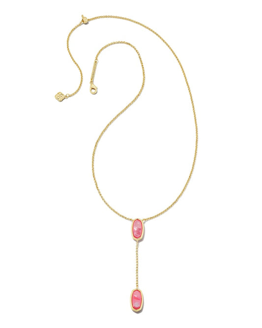 Kendra Scott Framed Elisa Necklace-Gold White Mosaic Glass