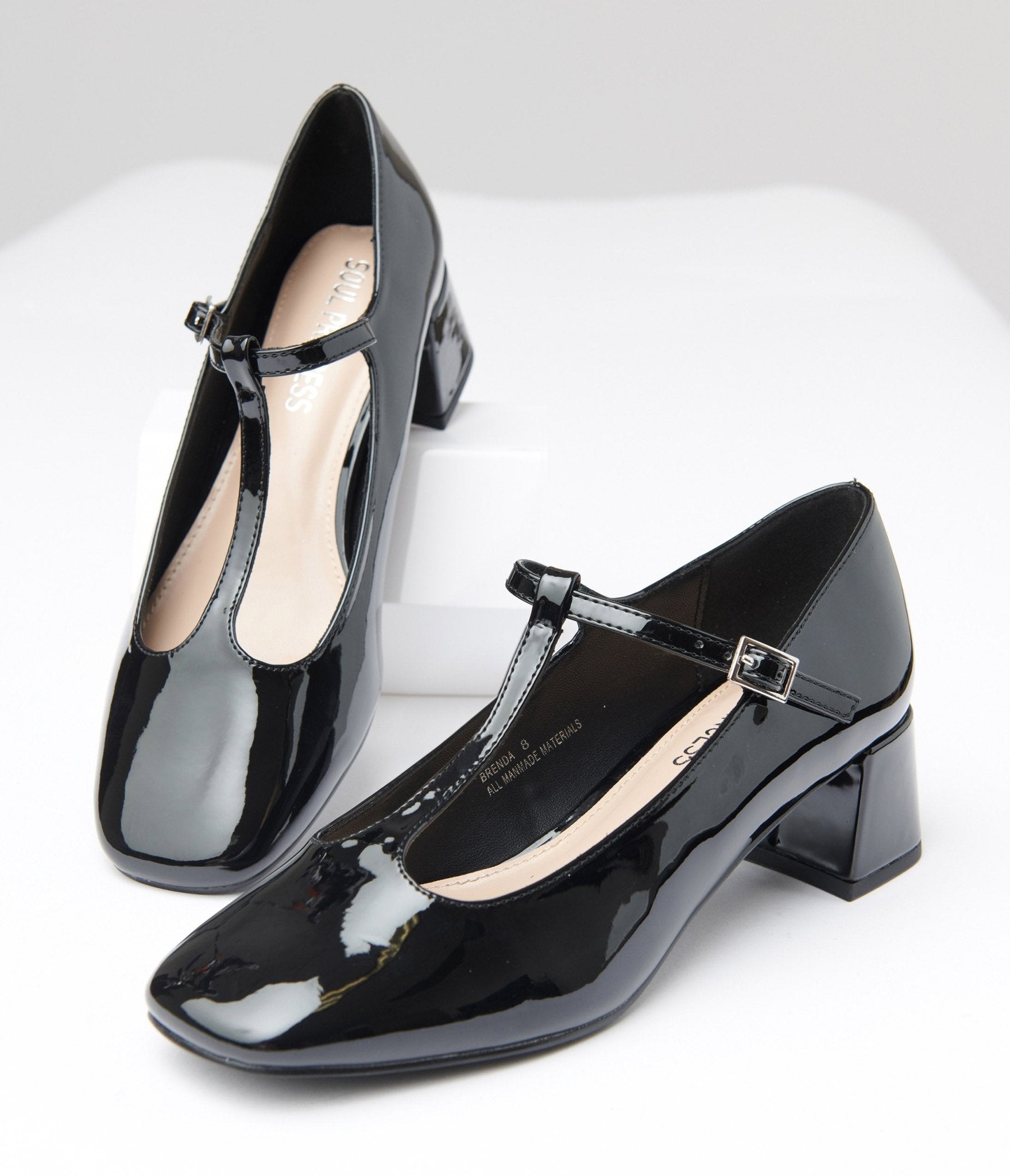 

1920S Black Patent Leatherette T-Strap Heels