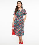 Pocketed Short Floral Print Party Dress by Lifestyle Group (uk) Ltd