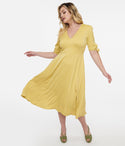 V-neck Swing-Skirt Pocketed Keyhole Dress by Lifestyle Group (uk) Ltd