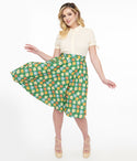 1950s Retro Floral Cotton Swing Skirt