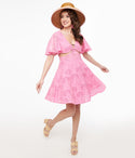 Cotton Fit-and-Flare Fitted Short Sleeves Sleeves Dress