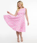 Swing-Skirt Polka Dots Print Cotton Dress