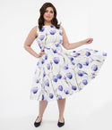 Floral Print Swing-Skirt Cotton Dress