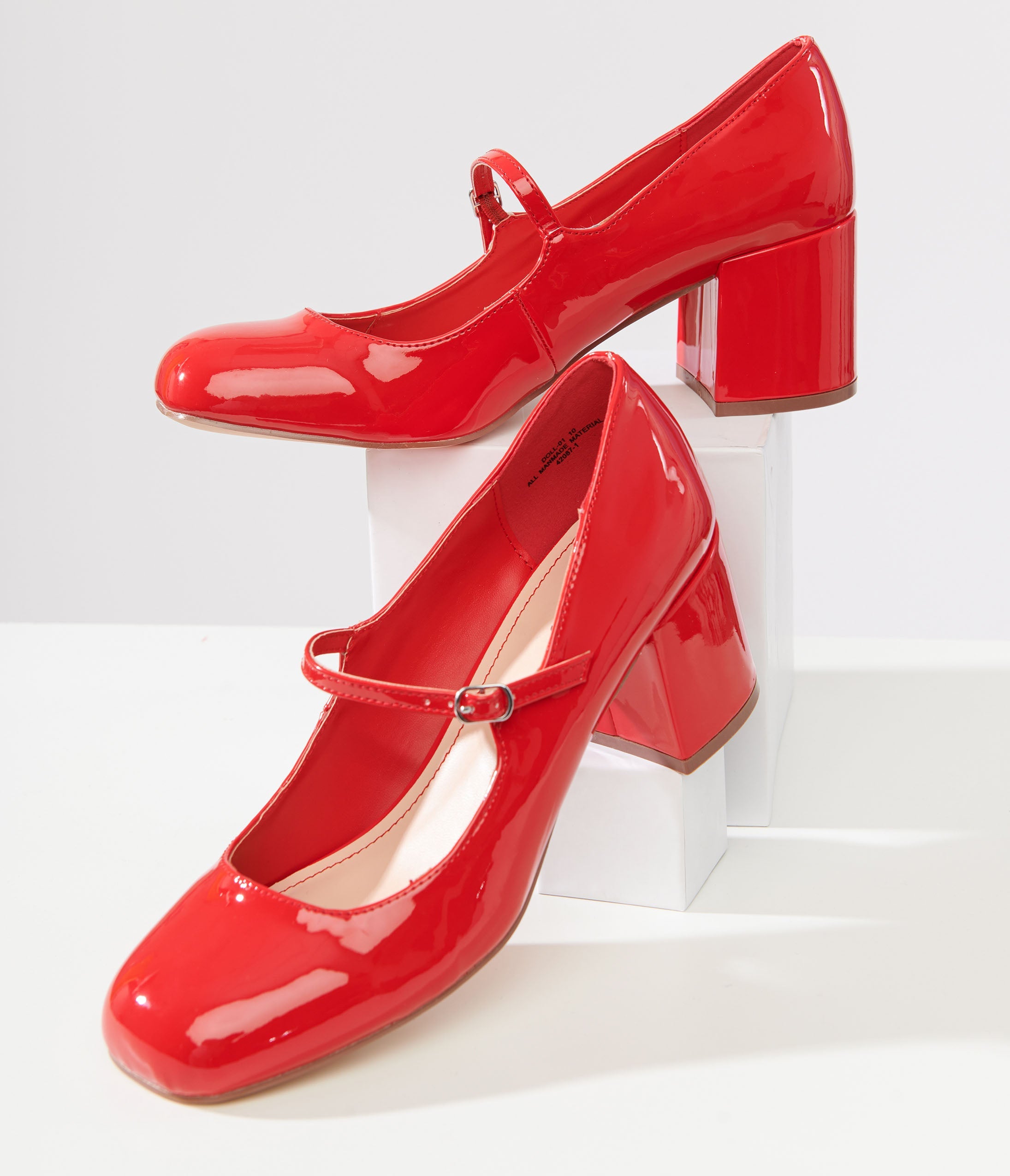 

1960S Red Patent Leatherette Mary Jane Heels