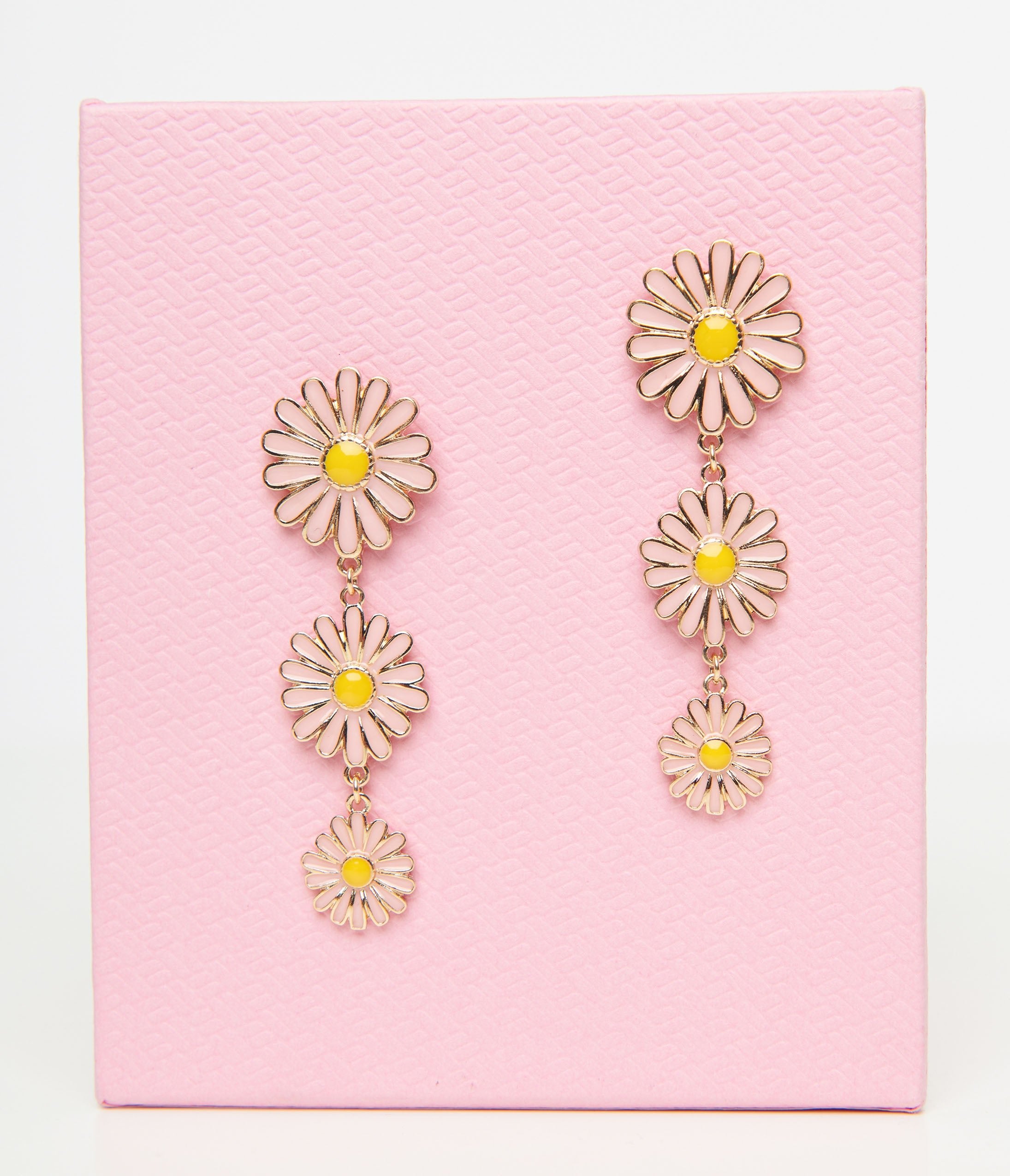 

1970S Pink Triple Daisy Drop Earrings