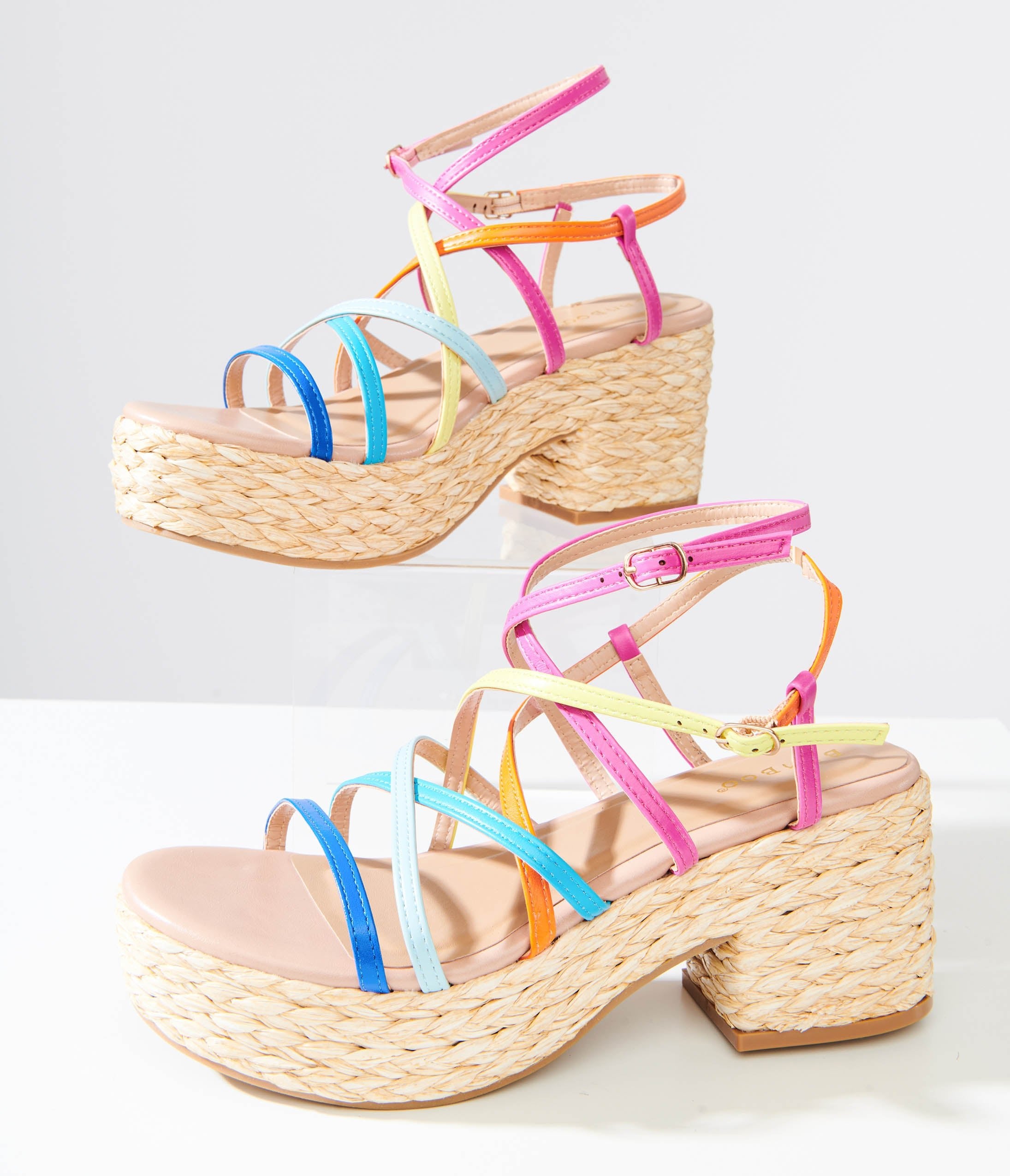 

1970S Rainbow Woven Platform Sandals