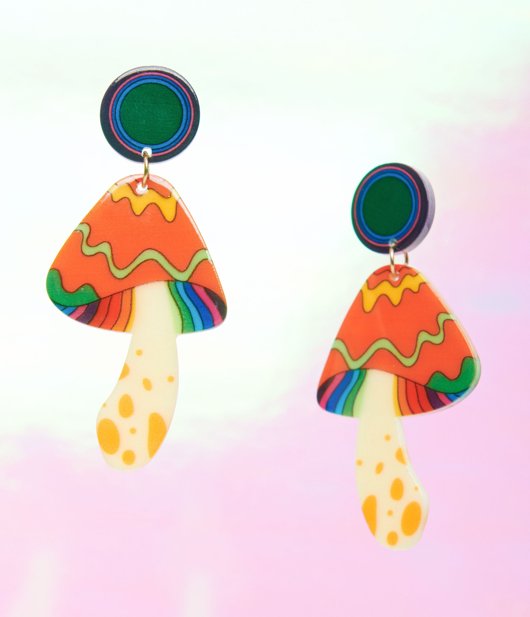 

1970S Retro Rainbow Mushroom Earrings