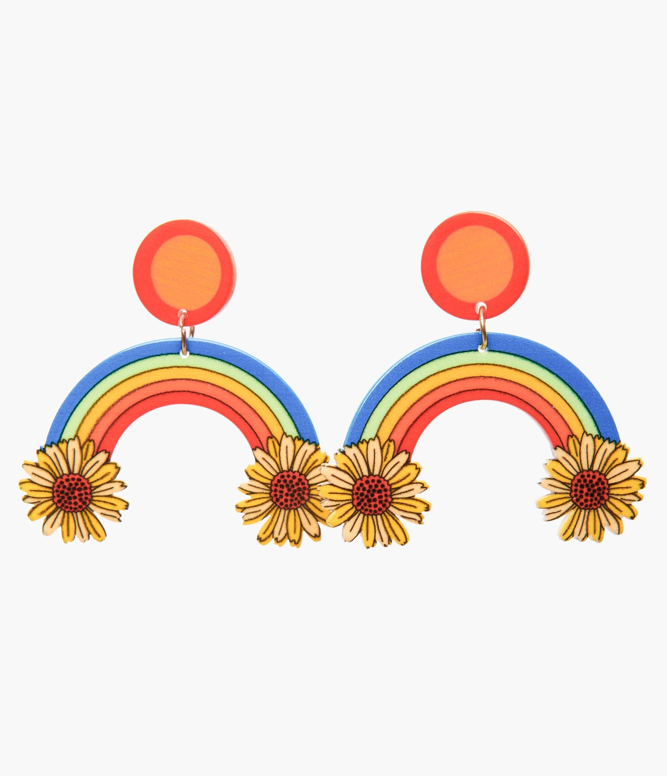 

1970S Retro Sunflower Rainbow Earrings